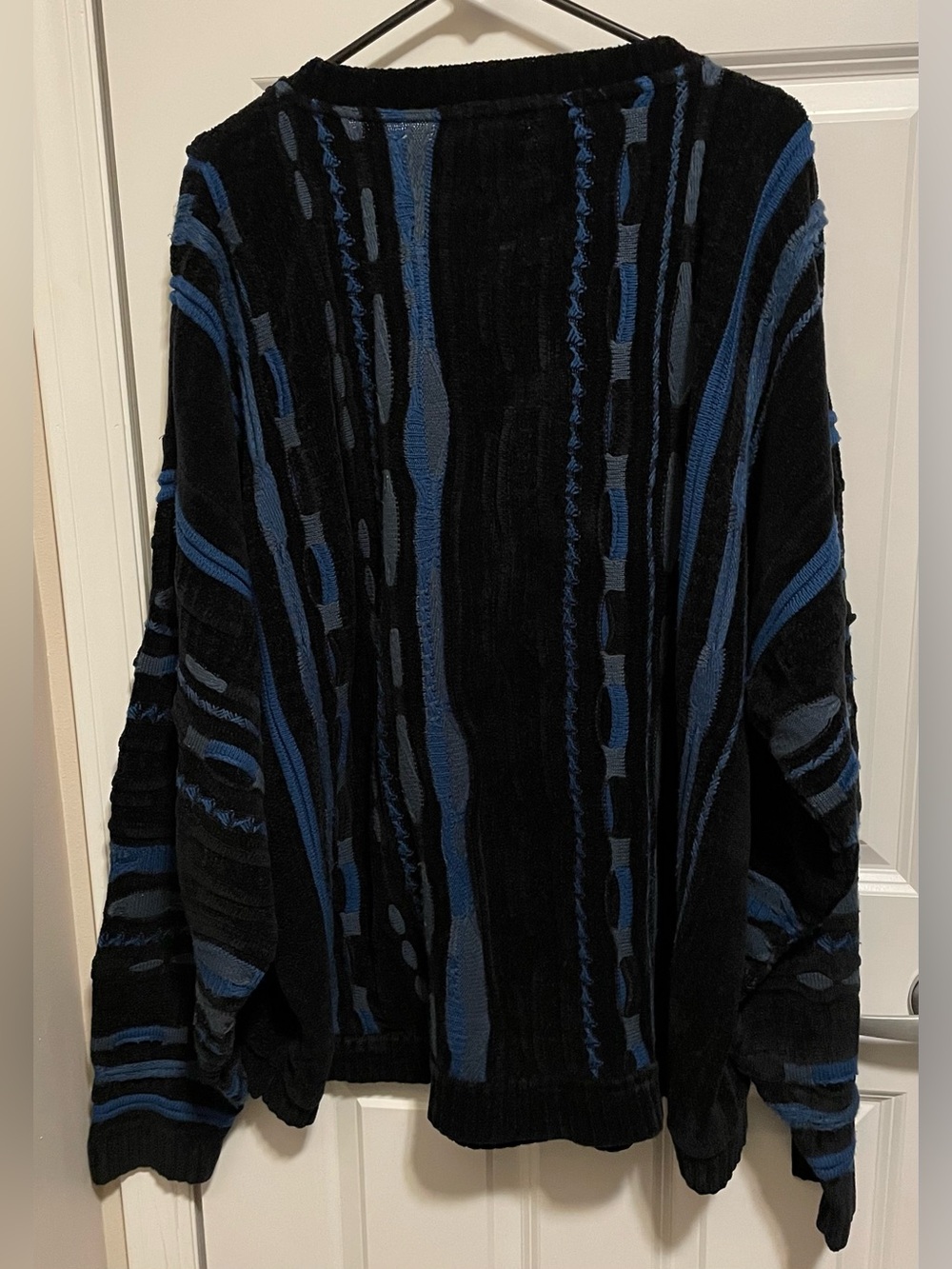 VTG Protege Collection 3D Knit Sweater Black Blue Coogi Style Men's Size 3XLT - Picture 3 of 6
